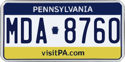 PA license plate MDA8760