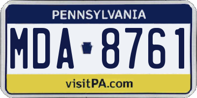PA license plate MDA8761