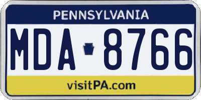 PA license plate MDA8766
