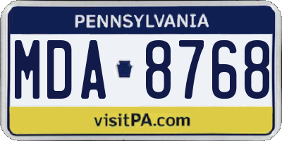 PA license plate MDA8768