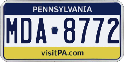 PA license plate MDA8772