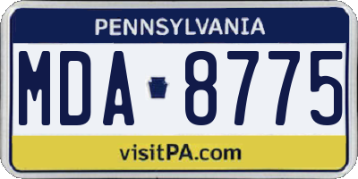PA license plate MDA8775