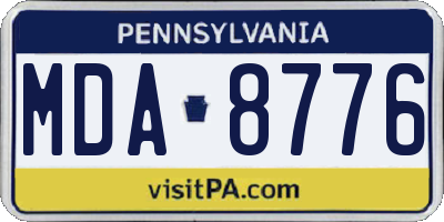 PA license plate MDA8776