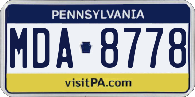 PA license plate MDA8778