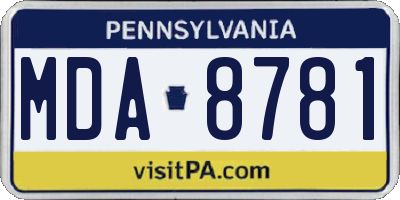 PA license plate MDA8781