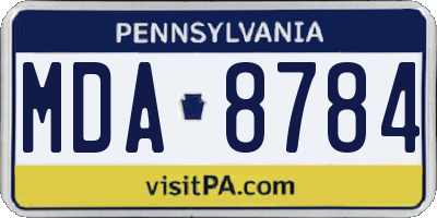 PA license plate MDA8784
