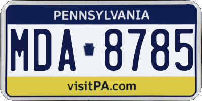 PA license plate MDA8785
