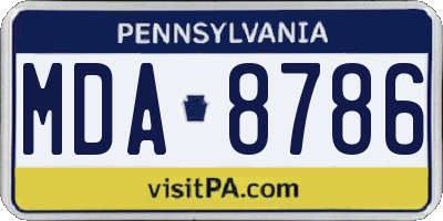 PA license plate MDA8786