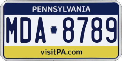PA license plate MDA8789