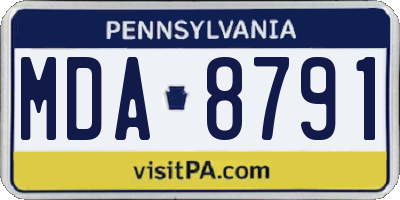 PA license plate MDA8791