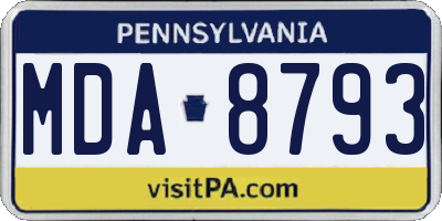 PA license plate MDA8793