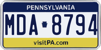PA license plate MDA8794