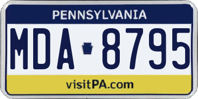 PA license plate MDA8795