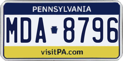 PA license plate MDA8796