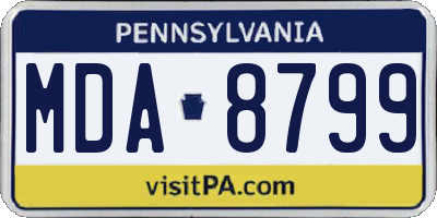 PA license plate MDA8799