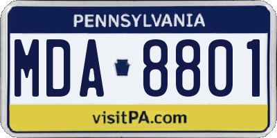 PA license plate MDA8801
