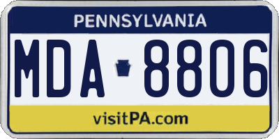 PA license plate MDA8806