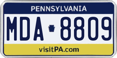 PA license plate MDA8809