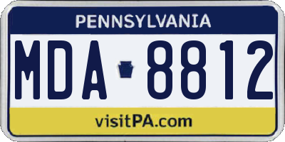 PA license plate MDA8812