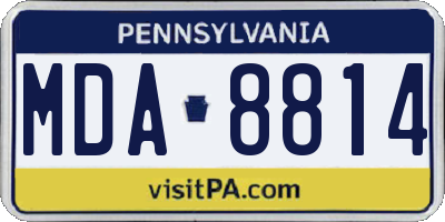 PA license plate MDA8814