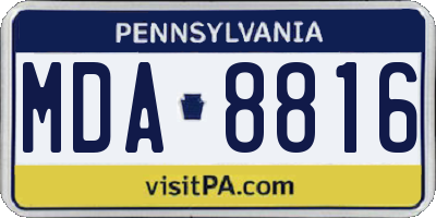 PA license plate MDA8816