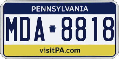 PA license plate MDA8818
