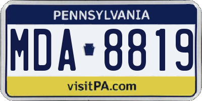 PA license plate MDA8819