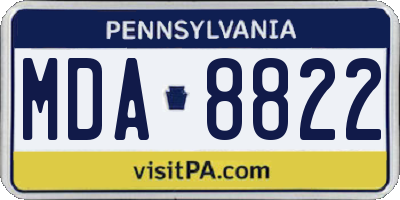 PA license plate MDA8822