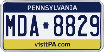 PA license plate MDA8829