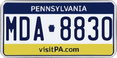 PA license plate MDA8830