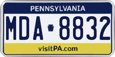 PA license plate MDA8832