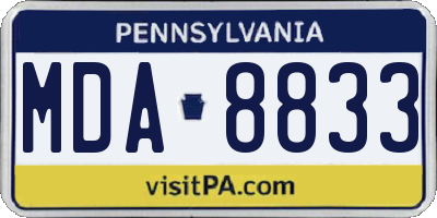 PA license plate MDA8833