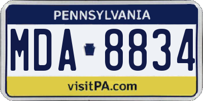 PA license plate MDA8834