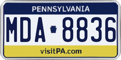 PA license plate MDA8836