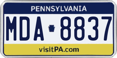 PA license plate MDA8837