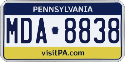 PA license plate MDA8838