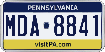 PA license plate MDA8841