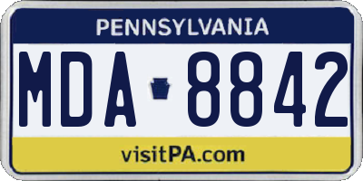 PA license plate MDA8842