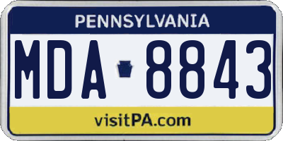 PA license plate MDA8843