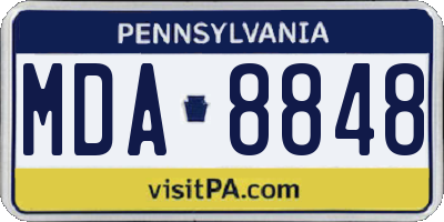 PA license plate MDA8848