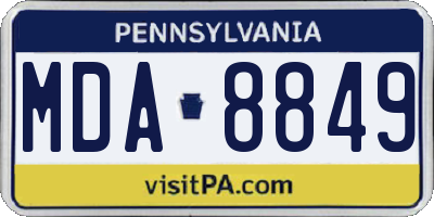PA license plate MDA8849
