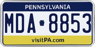 PA license plate MDA8853
