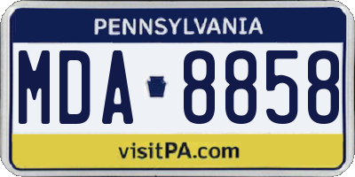 PA license plate MDA8858