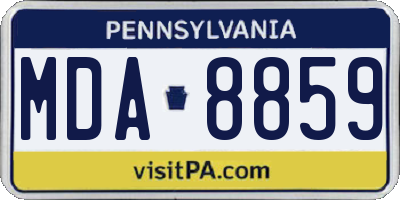 PA license plate MDA8859