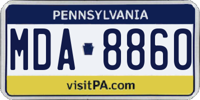 PA license plate MDA8860