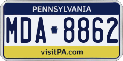 PA license plate MDA8862