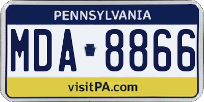 PA license plate MDA8866