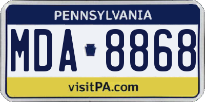 PA license plate MDA8868