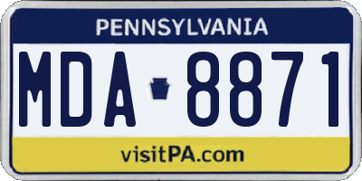 PA license plate MDA8871