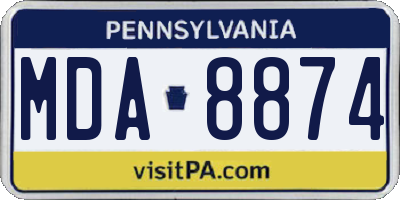 PA license plate MDA8874